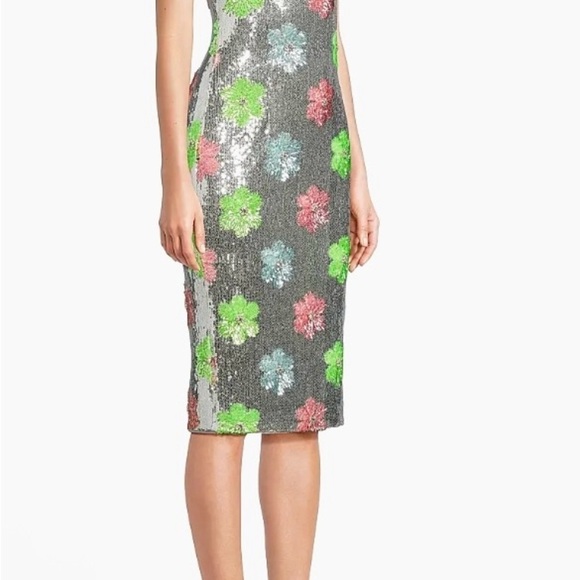 Liv Foster Women Sequined Beaded Formal Midi Sheath New Size 6 stunning stretch - Picture 5 of 17